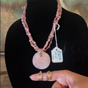 Rose Quartz Necklace & Matching Earrings