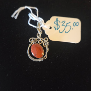 Vintage Scrolled Pendant w/ Carnelian