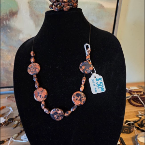 Handmade Sunstone Necklace and Wrap Bracelet Set