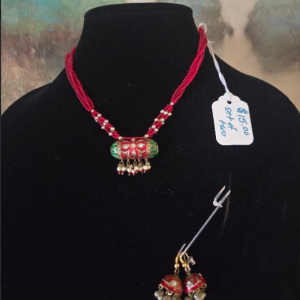Enamel Red Set: Choker Necklace & Earrings
