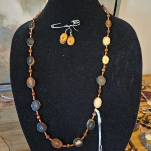 Handmade Wood Necklace and Earrings Set